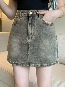DAZY 夏季度假海灘運動休閒原色牛仔裙 女款牛仔裙 - 藍色 - 查看 5