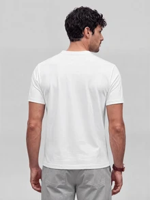 TekDrob Kemeja Polo Lengan Pendek Warna Polos Kasual Serbaguna untuk Pria - Putih - View 3