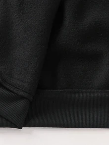 SHEIN 青少年女孩蝴蝶結刺繡圖案拉鍊連帽衛衣 - 黑色 - 查看 10