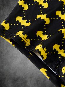 BATMAN X SHEIN Men's Extended Bat Print Boxer Briefs, Anti-Chafing Long Leg Sports Boxer Shorts - Black - View 5