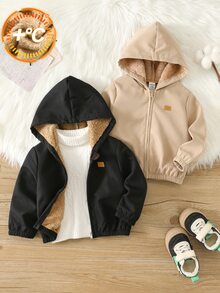 SHEIN 男嬰裝飾拼接連帽長袖夾克，百搭舒適 - 彩色 - 查看 4