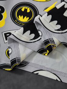 BATMAN X SHEIN 青少年男孩蝙蝠印花上衣與長褲居家休閒服 - 灰色 - 查看 7