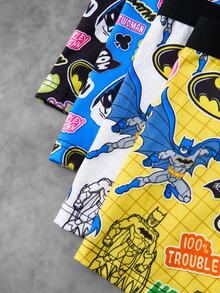 BATMAN X SHEIN 4pcs DC Joker Cartoon Tween Boy Boxer Briefs, 4-Needle 6-Thread Seamless Craftsmanship - Multicolor - View 5