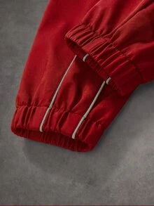 PAVTROS Men's Casual Colorblock Trim Jacket - Red - View 5