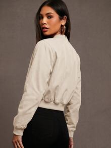 Siren Gaze Chaqueta Bomber con Cremallera para Otoño/Invierno - Albaricoque - Ver 3