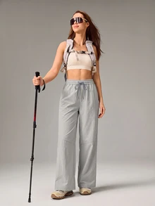 OutZeal Outdoor Water-Resistant Hiking & Climbing Drawstring Waist Long Pants - Grey - View 5
