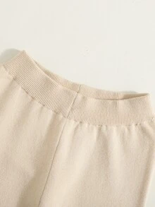 SHEIN Young Boys Sweater Co-Ords, Camel Color, Autumn/Winter, Teddy Bear Jacquard Knit Sweater And Pants Set, Raglan Long Sleeve, Soft And Comfortable, Suitable For Daily Wear - Camel - View 4