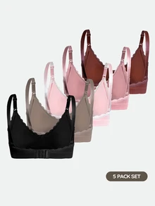 SHAPORA 5件組女款熱銷時尚舒適極簡純色高質感高品質孕婦哺乳內衣 - 彩色 - 查看 2