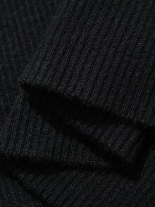DAZY Sweater Rajut Off-Shoulder Wanita Gaya Prancis Seksi Manis dengan Patchwork Renda 3D, Atasan Lengan Panjang Lapisan Dasar untuk Musim Gugur dan Musim Dingin - Hitam - View 6