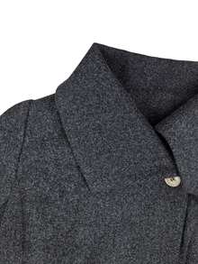 Women's New Autumn/Winter Asymmetrical Collar Waist-Cinching Peplum Hem Overcoat - Dark Grey - View 3