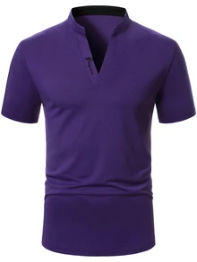 Manfinity Homme Men's Solid Color Casual Commute Short Sleeve Polo Shirt - Mauve Purple - View 4