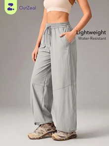 OutZeal Outdoor Water-Resistant Hiking & Climbing Drawstring Waist Long Pants - Grey - View 1