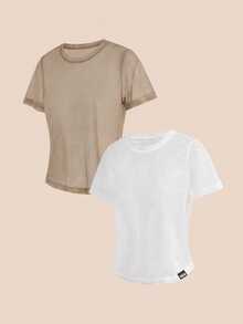 SHEIN Cheerettes 女款休閒網紗透視牛仔運動T恤2件組 - 彩色 - 查看 13