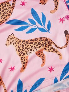 Chillnights Set Piyama Atasan dan Celana Kancing Tunggal Motif Leopard untuk Wanita Ukuran Besar - Berwarna merah muda - View 8