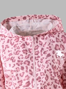 SHEIN Sparklyn 3件組女孩青少年休閒套裝，秋季穿搭，秋季上衣，白色連帽長袖拉鍊運動衫，馬匹圖案 - 彩色 - 查看 6
