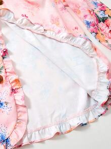 Rusticease Plus Size Vintage Floral Print Ruffle Collar Button Front Jacket Fall Winter 2026 - Multicolor - View 7