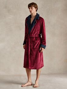 EverLounge Autumn/Winter Colorblock Patchwork Plush Lapel Men's Robe, Warm And Comfortable Home Bathrobe - Multicolor - View 3