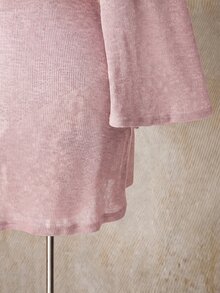 SHEIN ICON 女款大尺碼純色圓領長袖沙灘度假洋裝 秋季 灰粉色 性感 - 藕粉色 - 查看 6