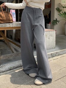 DAZY Women's Solid Color Casual Versatile Everyday Long Pants Fall - Grey - View 4