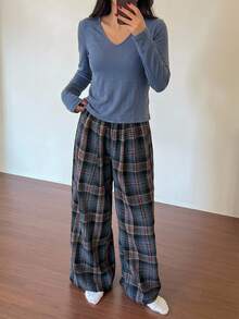 DAZY 春季寬鬆休閒舒適女款居家服套裝 2 件組 - 藍色 - 查看 3