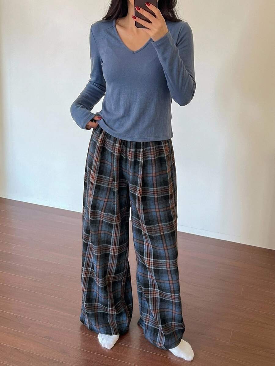 DAZY Spring Loose 2 Pieces Casual Comfortable Women's Loungewear Set - Blue - View 1
