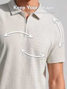 TekDrob Regular Polo With Front Half Zip - Apricot - View 4