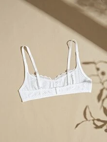 Lullawish Women's Lace Trim Casual Daily Spaghetti Strap Bra - White - View 2