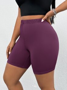 SHEIN Essnce 大尺碼女款高腰休閒百搭日常穿著緊身內搭短褲 - 彩色 - 查看 3