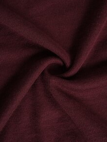 SHEIN BASICS 女款純色修身百搭日常長袖T恤 - 酒紅色 - 查看 10