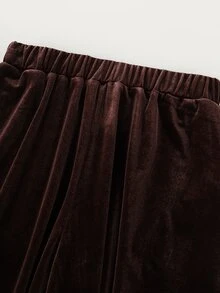 LUMIGAL Women's Elegant Coffee-Colored Velvet Wide-Leg Pants - Coffee Brown - View 7