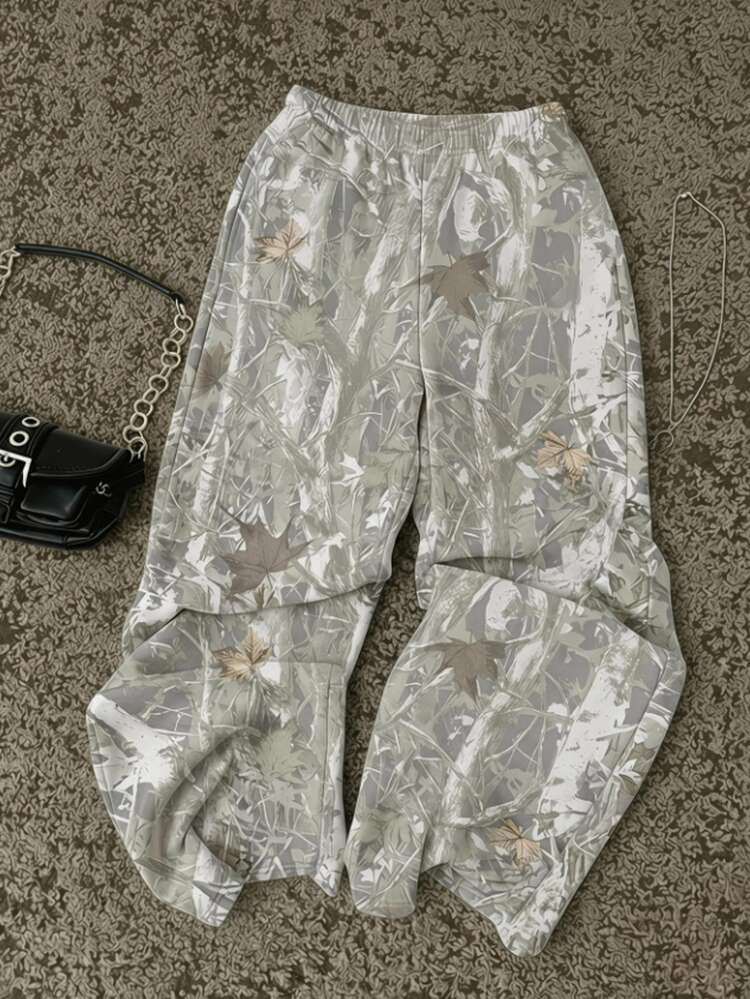 Attitoon Celana Jogging Wanita 80% Katun, Pinggang Rendah, Potongan Lurus, Motif Daun, Pakaian Musim Gugur Wanita, Pakaian Musim Dingin, Musim Gugur/Dingin 2026, Kasual, Y2K, Pakaian Kerja Wanita, Gaya Serbaguna, Gaya Koboi, Vintage, Kembali ke Sekolah, Jalan-jalan, Pakaian Sekolah, Celana Jogging Streetwear, Modis dan Serbaguna - MultiWarna - View 2