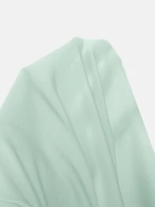 SHEIN 兒童青少年女孩秋冬時尚休閒純色藍色長袖立領拉鍊上衣背心迷你裙褲 3件套 開學季 - 綠色 - 查看 9