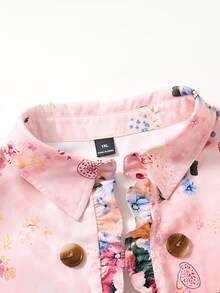 Rusticease Plus Size Vintage Floral Print Ruffle Collar Button Front Jacket Fall Winter 2026 - Multicolor - View 4