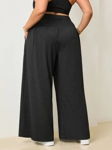 Easithlete Easithlete 2026 New Comfortable 4-Way Stretch Plus Size Women's Ruched Waist Wide Leg Sports Pants - Multicolor - View 2