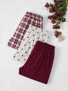 SHEIN Cottnline 3 قطع ملابس نوم سفلية للنساء - متعدد الألوان - مشاهدة 5