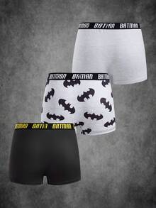 BATMAN X SHEIN Men's Letter Waistband Casual Comfortable Boxer Briefs - Black - View 2