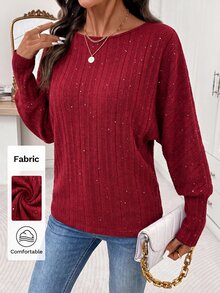 Editum 女款復古亮片時尚長袖T恤，適合日常穿著 - 彩色 - 查看 7