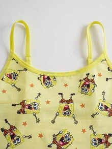 SpongeBob SquarePants | SHEIN Women's Cartoon Print Lingerie Set - Yellow - View 7