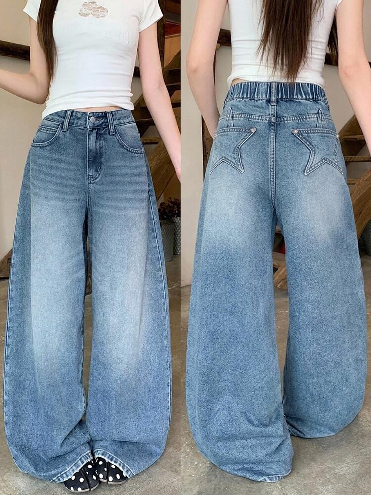 DAZY Teen Girl Casual Washed Wide Leg Jeans - Light Wash - View 1