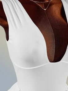 Amplova Women's Solid Color Pleated Casual Daily Travel Sports Dress - White - View 7