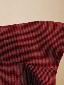 Poéselle 女款千鳥格前拉鍊休閒背心西裝外套 - 紅色 - 查看 10