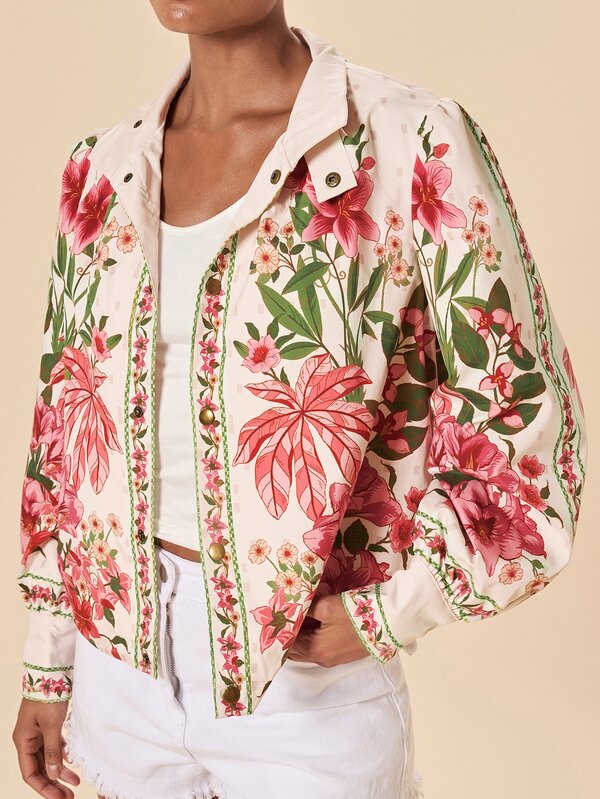 Travachic Women's Floral Print Casual Versatile Daily Wear Long Sleeve Jacket