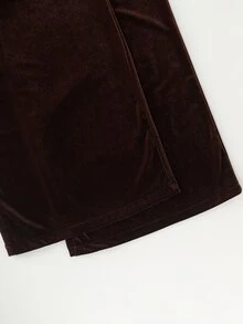 LUMIGAL Women's Elegant Coffee-Colored Velvet Wide-Leg Pants - Coffee Brown - View 8