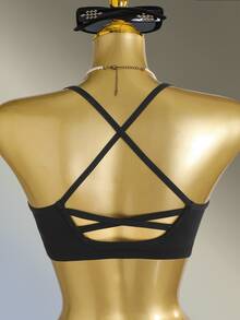 CourtClass CourtClass Women's Solid Color Casual Versatile Everyday Sports Bra - Black - View 7