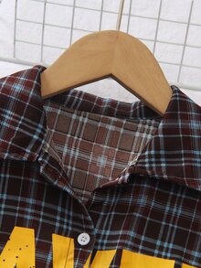 SHEIN 女童時尚休閒寬鬆中長版襯衫，秋季上衣，舒適柔軟面料，適合日常穿著、上學、外出 - 彩色 - 查看 7