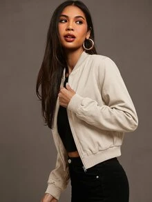 Siren Gaze Chaqueta Bomber con Cremallera para Otoño/Invierno - Albaricoque - Ver 4