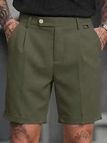 Manfinity CasualCool Men's Casual Pleated Loose Fit Versatile Shorts With Pockets - Green - View 1