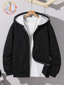 SHEIN 青少年男孩純色拉鍊休閒日常長袖運動衫 - 彩色 - 查看 9