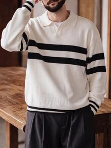 Manfinity Homme 男士拼色休閒百搭日常穿著長袖針織衫 - 彩色 - 查看 4