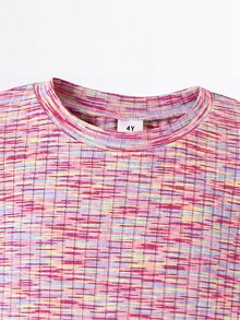 SHEIN 女童紮染圓領長袖T恤與長褲休閒套裝 - 彩色 - 查看 9